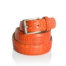 Cintura da donna in vitello stampa coccodrillo arancio